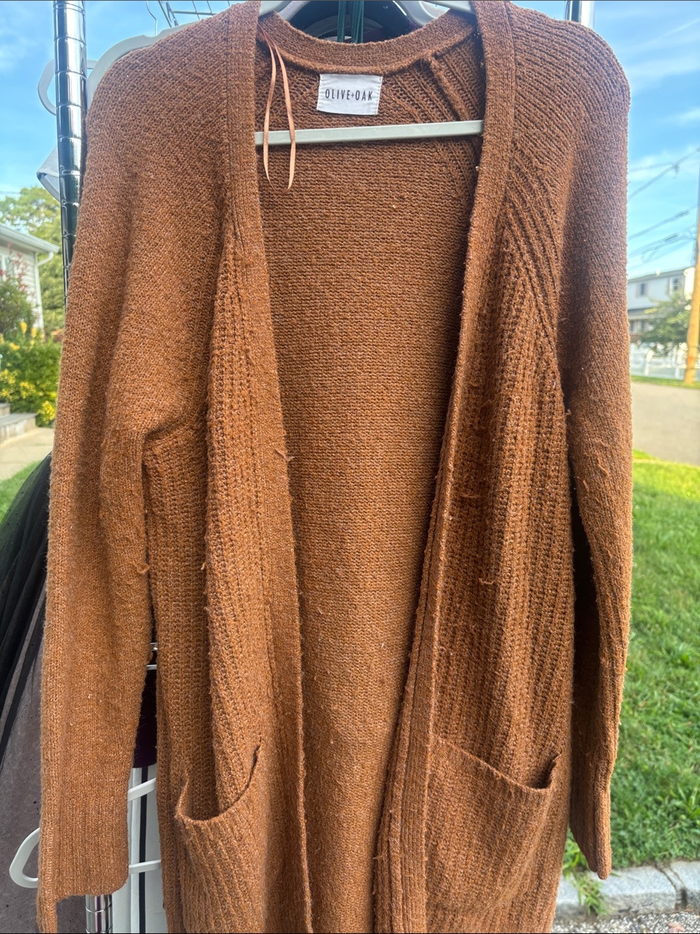 Olive & Oak Rust Brown Open-Front Pocket Cardigan